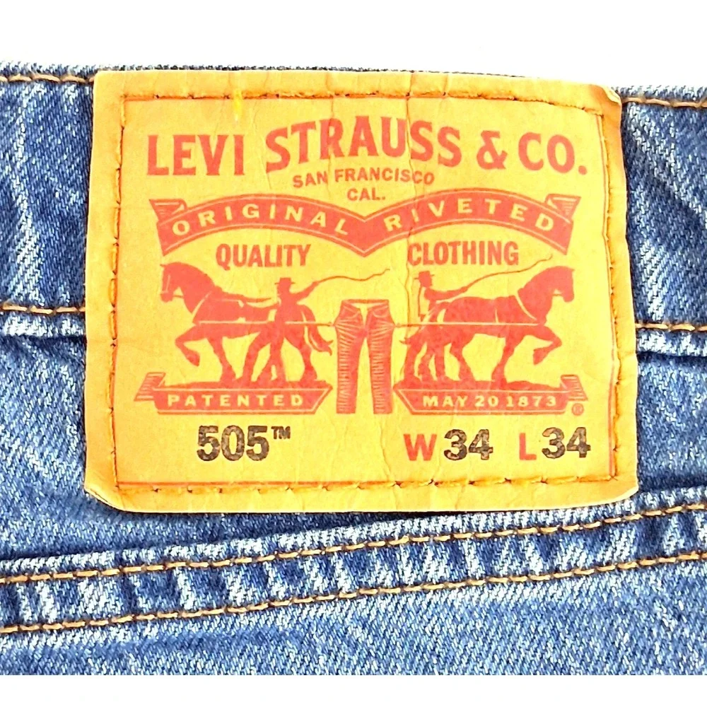 Levi's 505 Men's Vintage Blue Jeans  Cotton Blend Classic Five-Pocket SZ 34/34